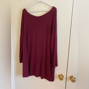 Piko Long Sleeve Burgundy Tunic Top